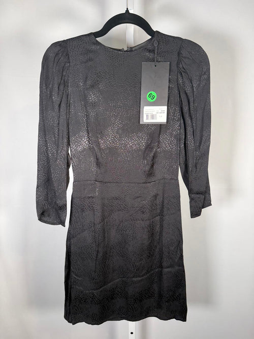 The Kooples Black Textured Mini Dress Long Sleeve 100% Viscose Size US XS NWT