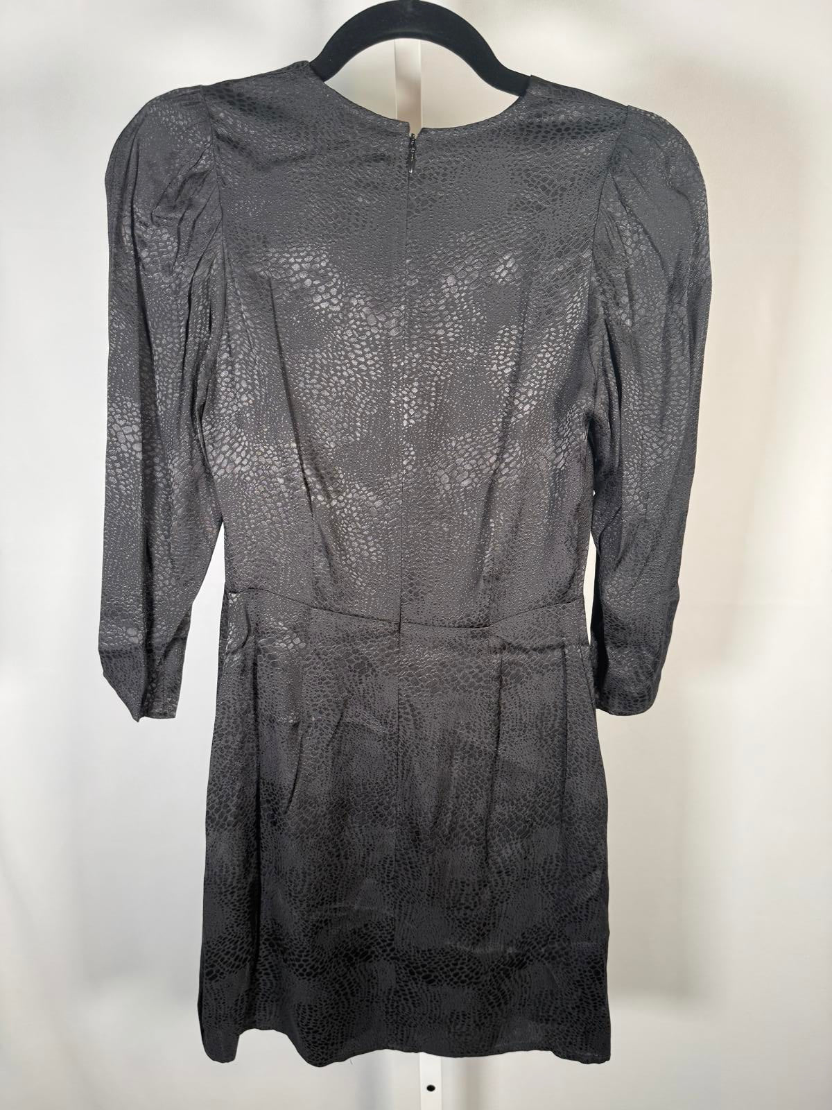The Kooples Black Textured Mini Dress Long Sleeve 100% Viscose Size US XS NWT