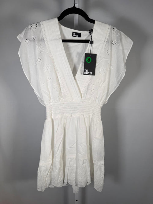 The Kooples Embroidered Eyelet V-Neck Mini Dress US Small NWT $460 MRSP