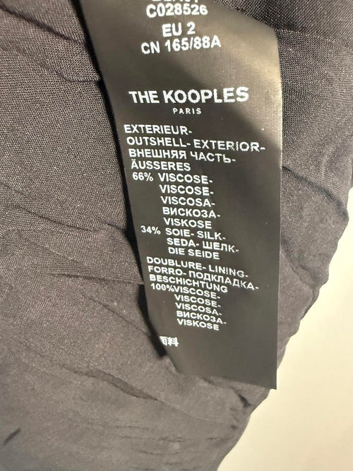 The Kooples Black Tie Sleeve Mini Dress Silk Viscose Blend Size US Medium NWT