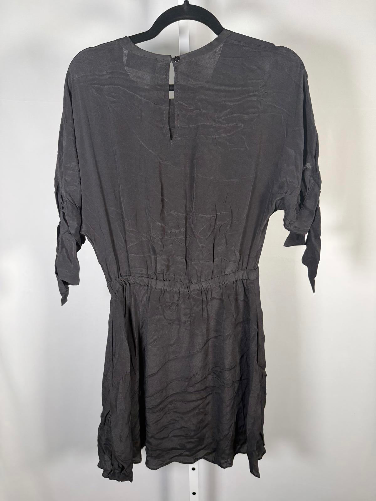 The Kooples Black Tie Sleeve Mini Dress Silk Viscose Blend Size US Medium NWT