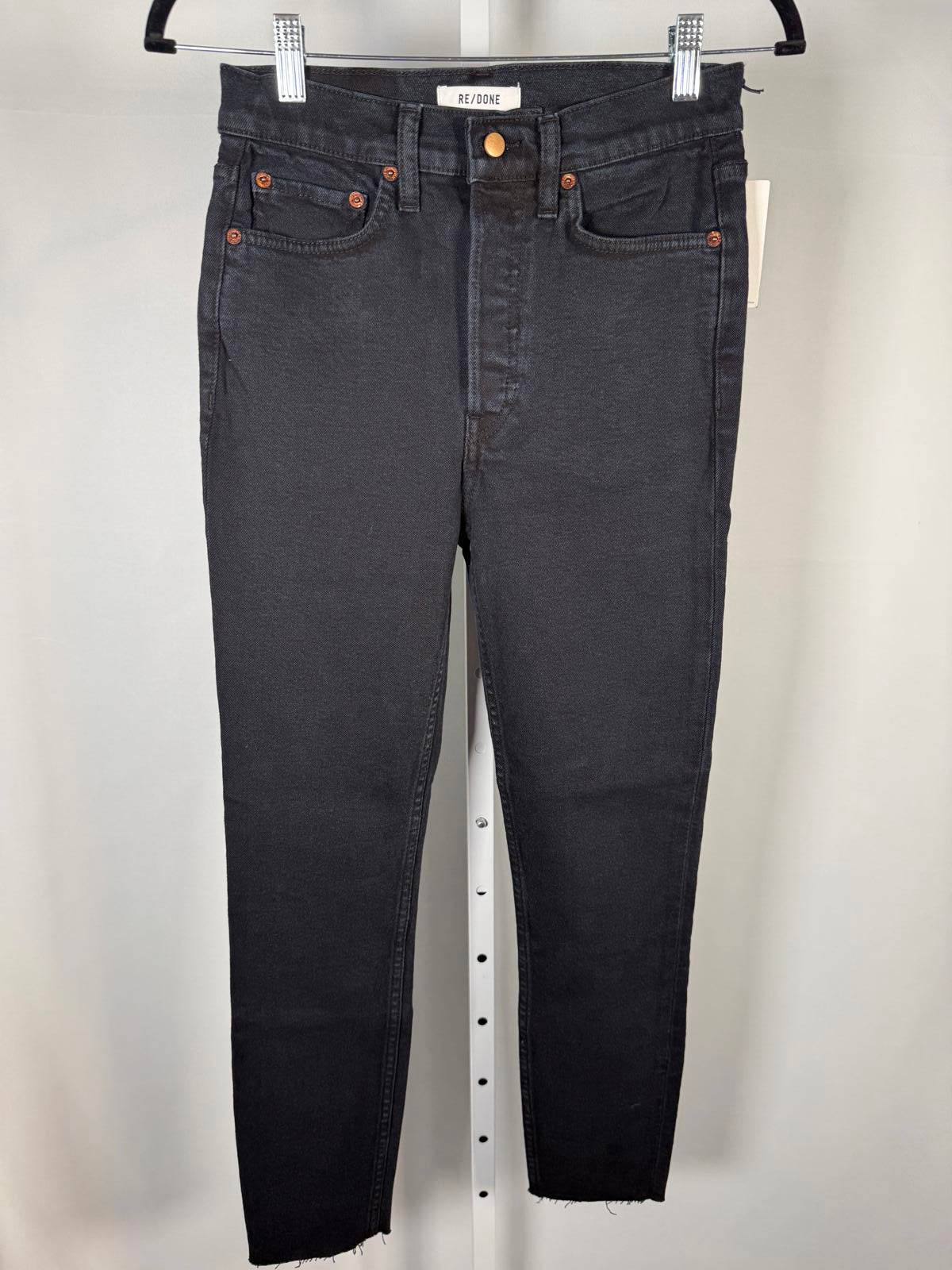 NWT RE/DONE Originals Double Needle Crop Jeans Black Womens Size 25 $240