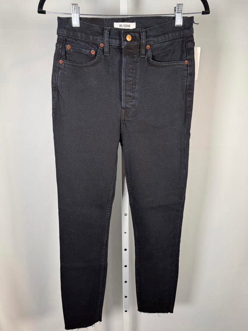 NWT RE/DONE Originals Double Needle Crop Jeans Black Womens Size 25 $240