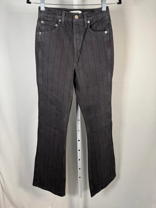 NWT RE/DONE Black Pinstripe Flare Jeans Womens Size 23 High Rise 33” Inseam $295
