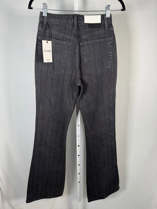 NWT RE/DONE Black Pinstripe Flare Jeans Womens Size 23 High Rise 33” Inseam $295
