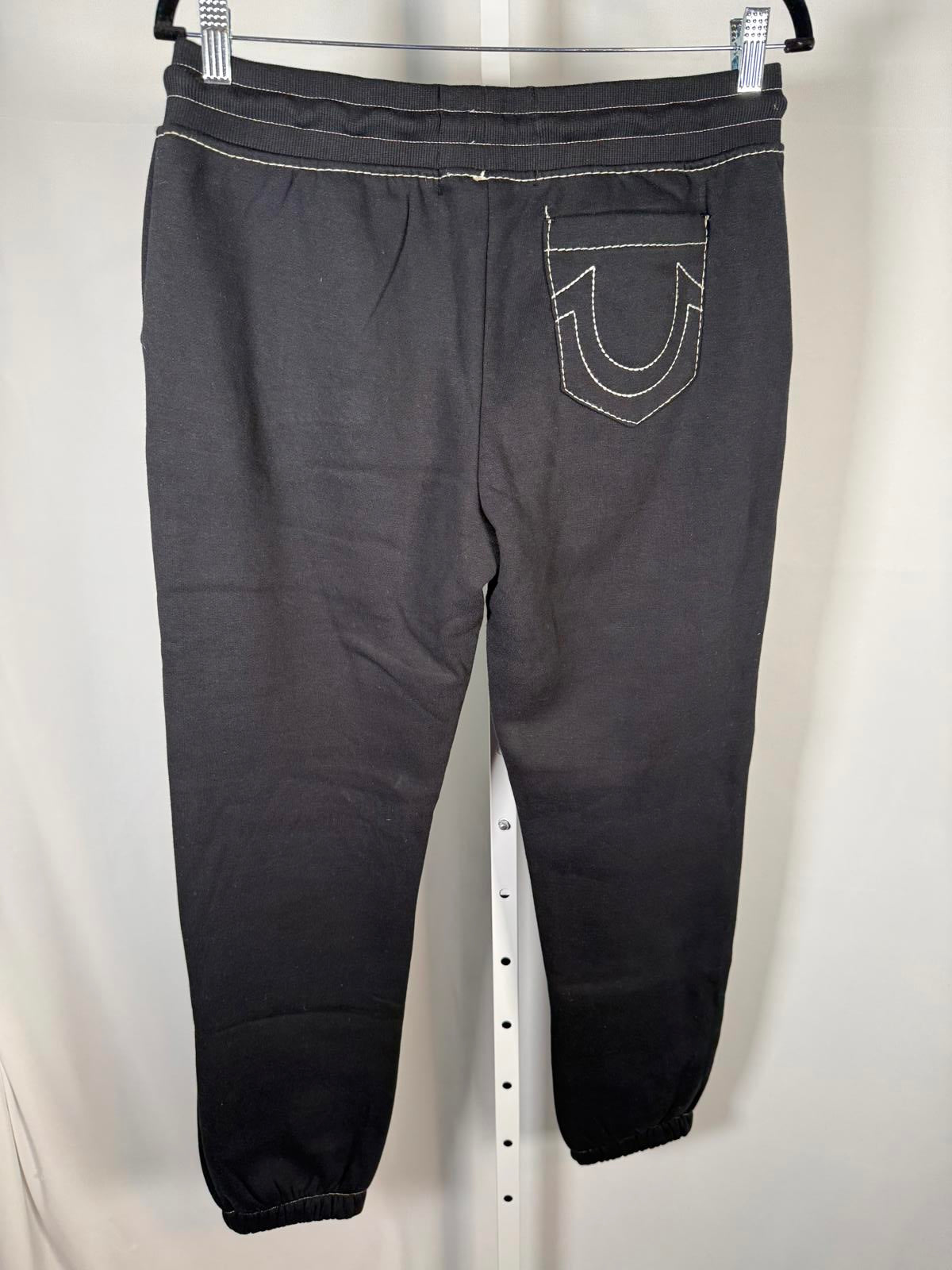 NWT True Religion Big T MR Jogger Sweatpants Jet Black Size Medium 29” Inseam