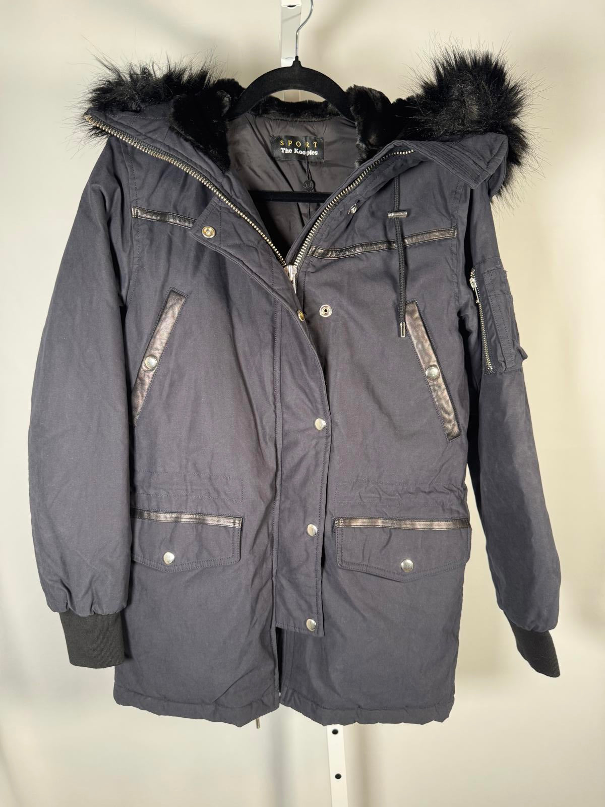The Kooples Faux Fur Hood Parka Black Women’s XXS NWT MSRP $825