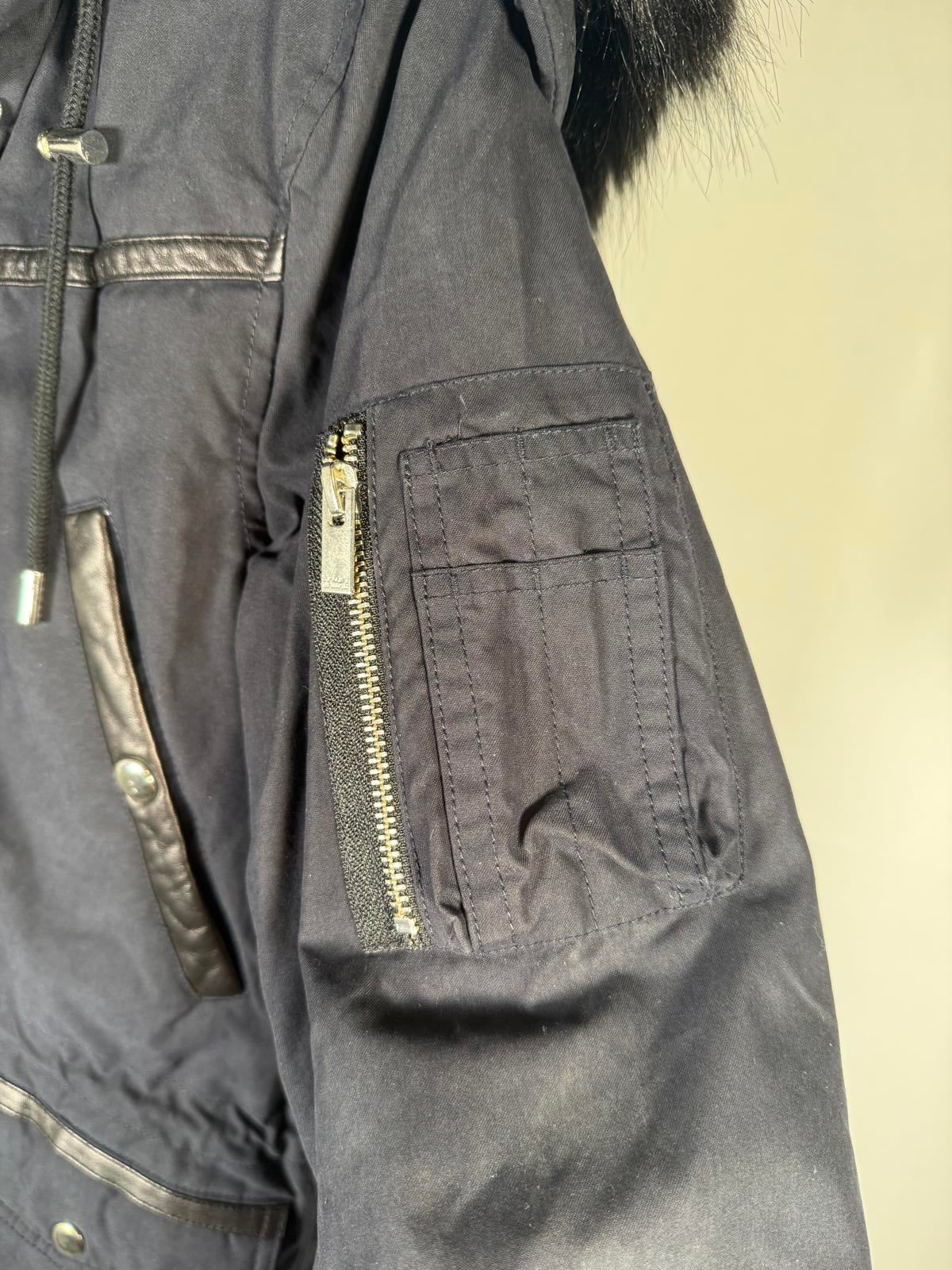 The Kooples Faux Fur Hood Parka Black Women’s XXS NWT MSRP $825
