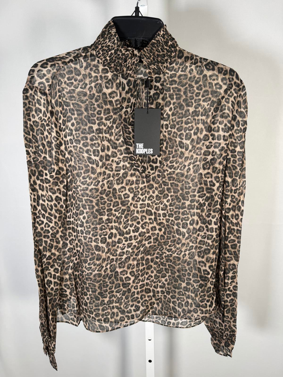 The Kooples Leopard Print Peasant Blouse 100% Viscose Size 1 US Small $215 NWT