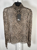 The Kooples Leopard Print Peasant Blouse 100% Viscose Size 1 US Small $215 NWT