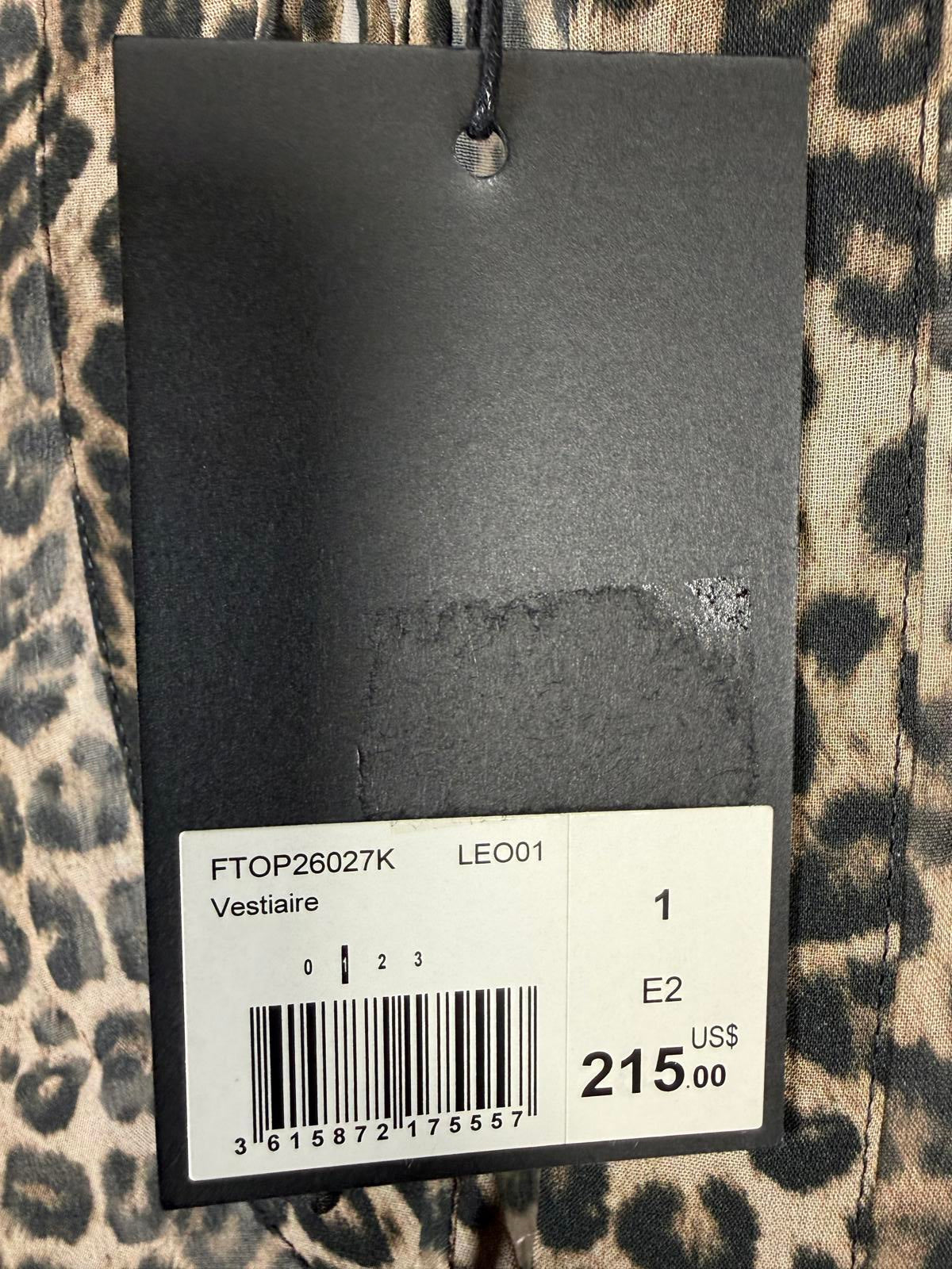 The Kooples Leopard Print Peasant Blouse 100% Viscose Size 1 US Small $215 NWT