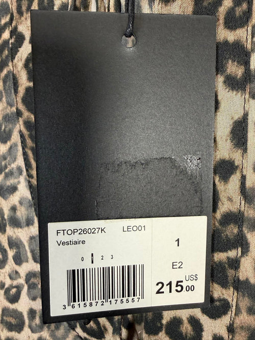 The Kooples Leopard Print Peasant Blouse 100% Viscose Size 1 US Small $215 NWT