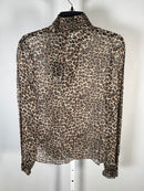 The Kooples Leopard Print Peasant Blouse 100% Viscose Size 1 US Small $215 NWT
