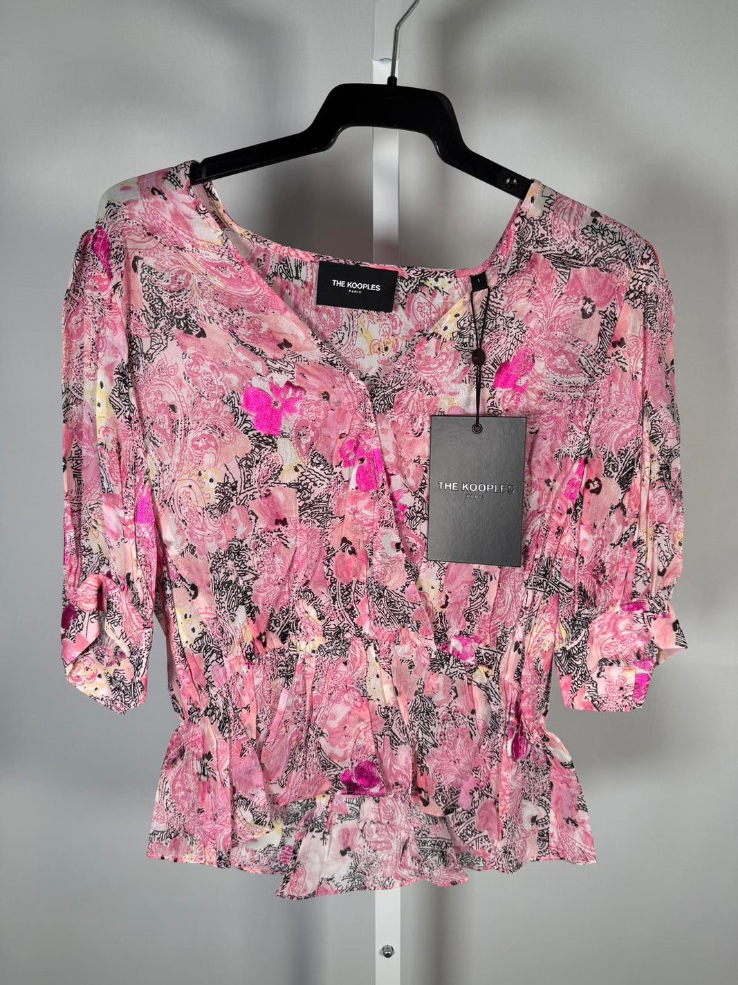 The Kooples Paisley Flowers Peplum Blouse 100% Viscose US Small FR 1 NWT $240