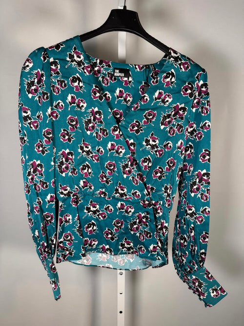 The Kooples Rock Roses Floral Wrap Blouse 100% Viscose US XS FR 0 NWT $245