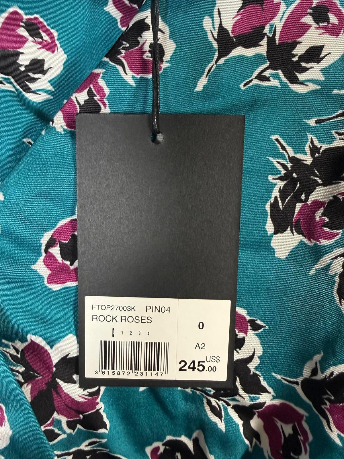 The Kooples Rock Roses Floral Wrap Blouse 100% Viscose US XS FR 0 NWT $245