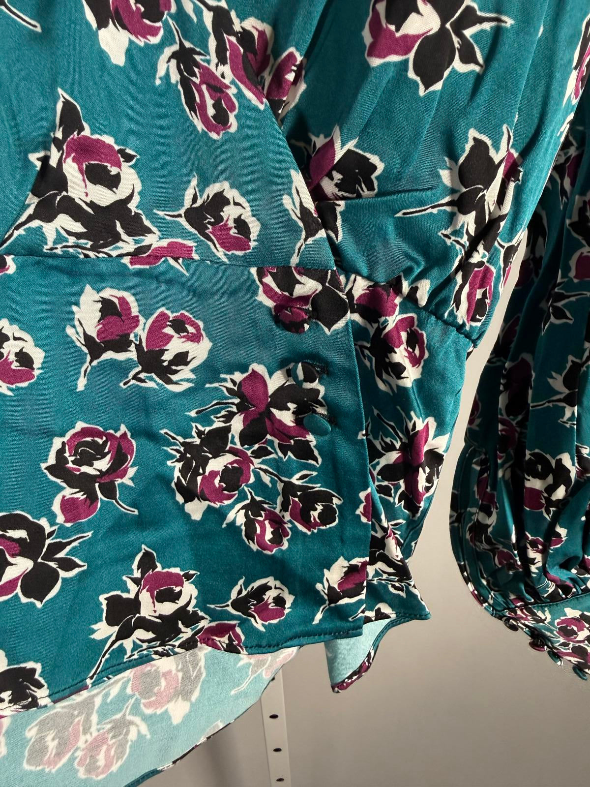 The Kooples Rock Roses Floral Wrap Blouse 100% Viscose US XS FR 0 NWT $245