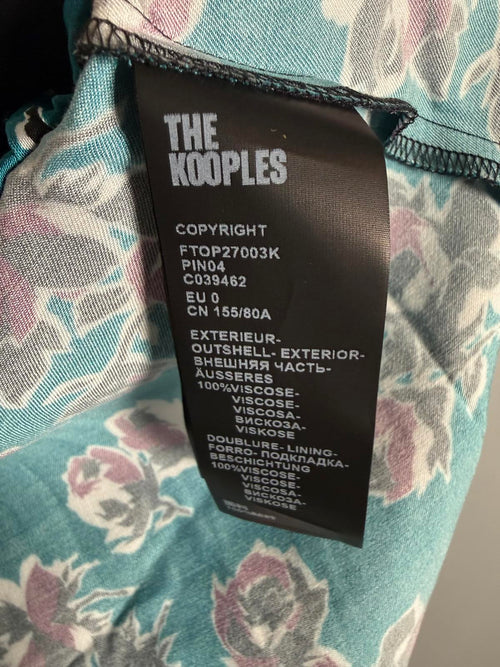The Kooples Rock Roses Floral Wrap Blouse 100% Viscose US XS FR 0 NWT $245