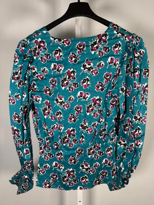 The Kooples Rock Roses Floral Wrap Blouse 100% Viscose US XS FR 0 NWT $245
