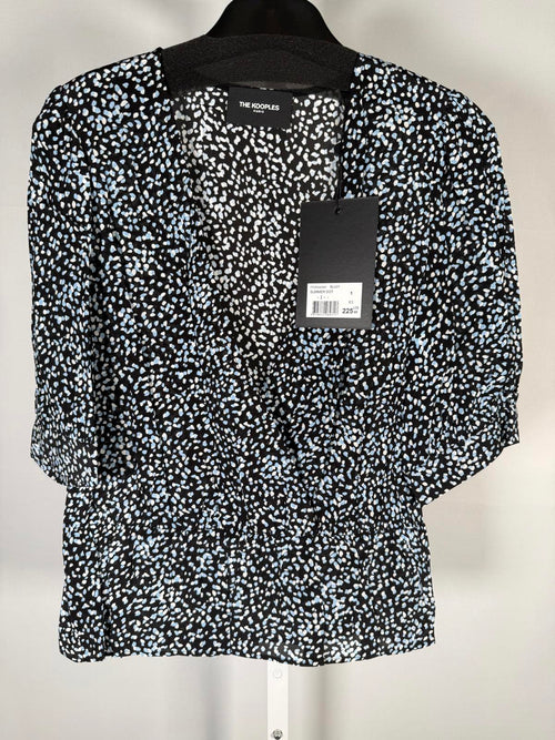 The Kooples Summer Dot Peplum Wrap Blouse 100% Viscose US Small FR 1 NWT $225