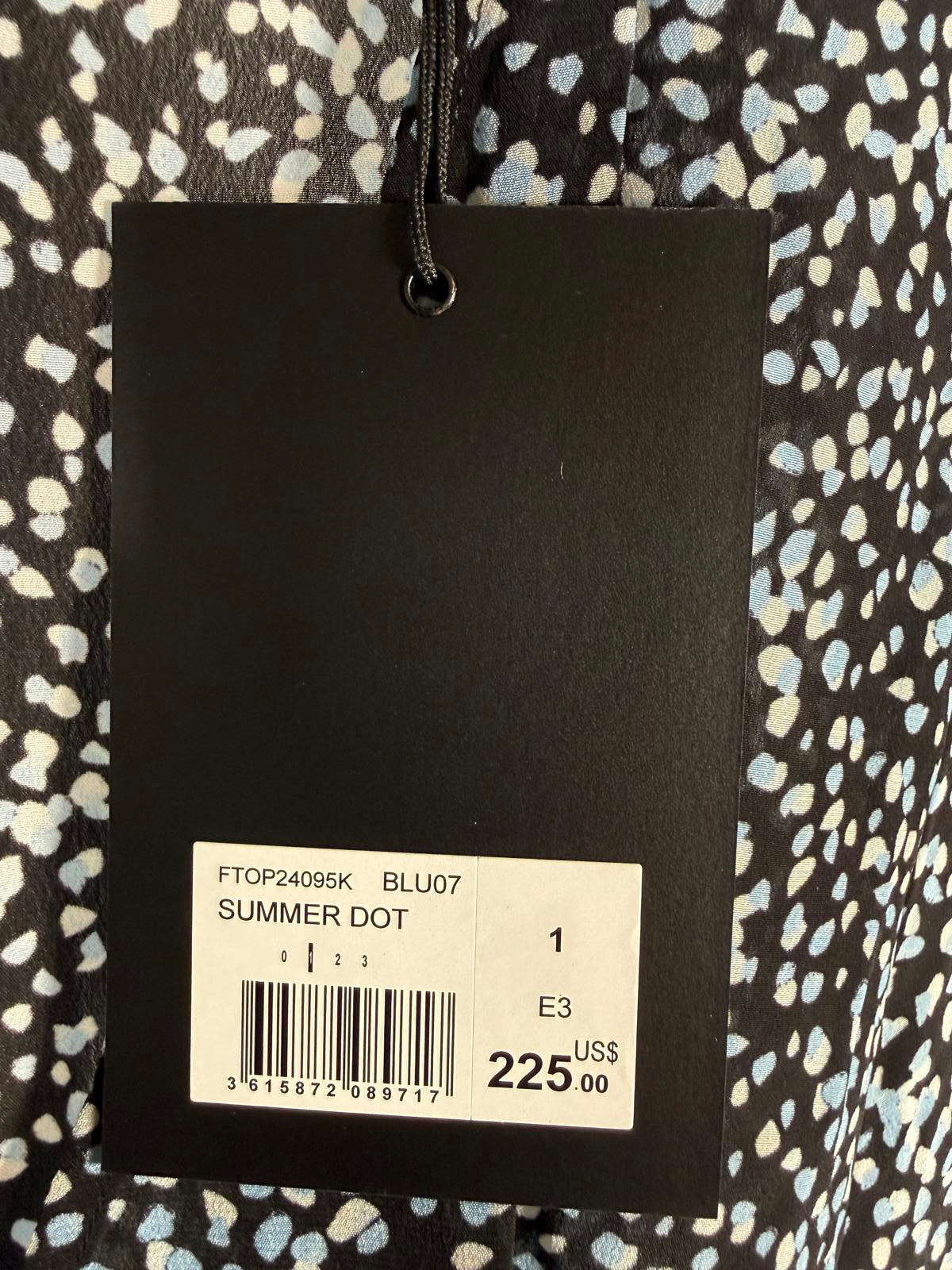The Kooples Summer Dot Peplum Wrap Blouse 100% Viscose US Small FR 1 NWT $225