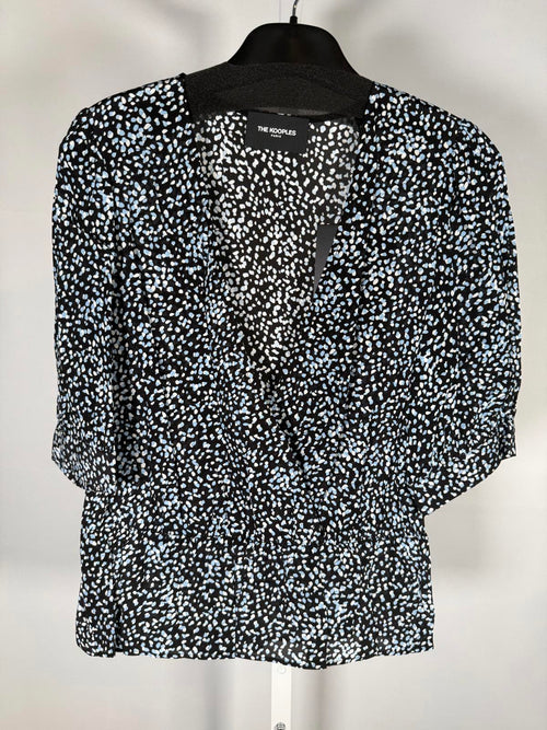 The Kooples Summer Dot Peplum Wrap Blouse 100% Viscose US Small FR 1 NWT $225