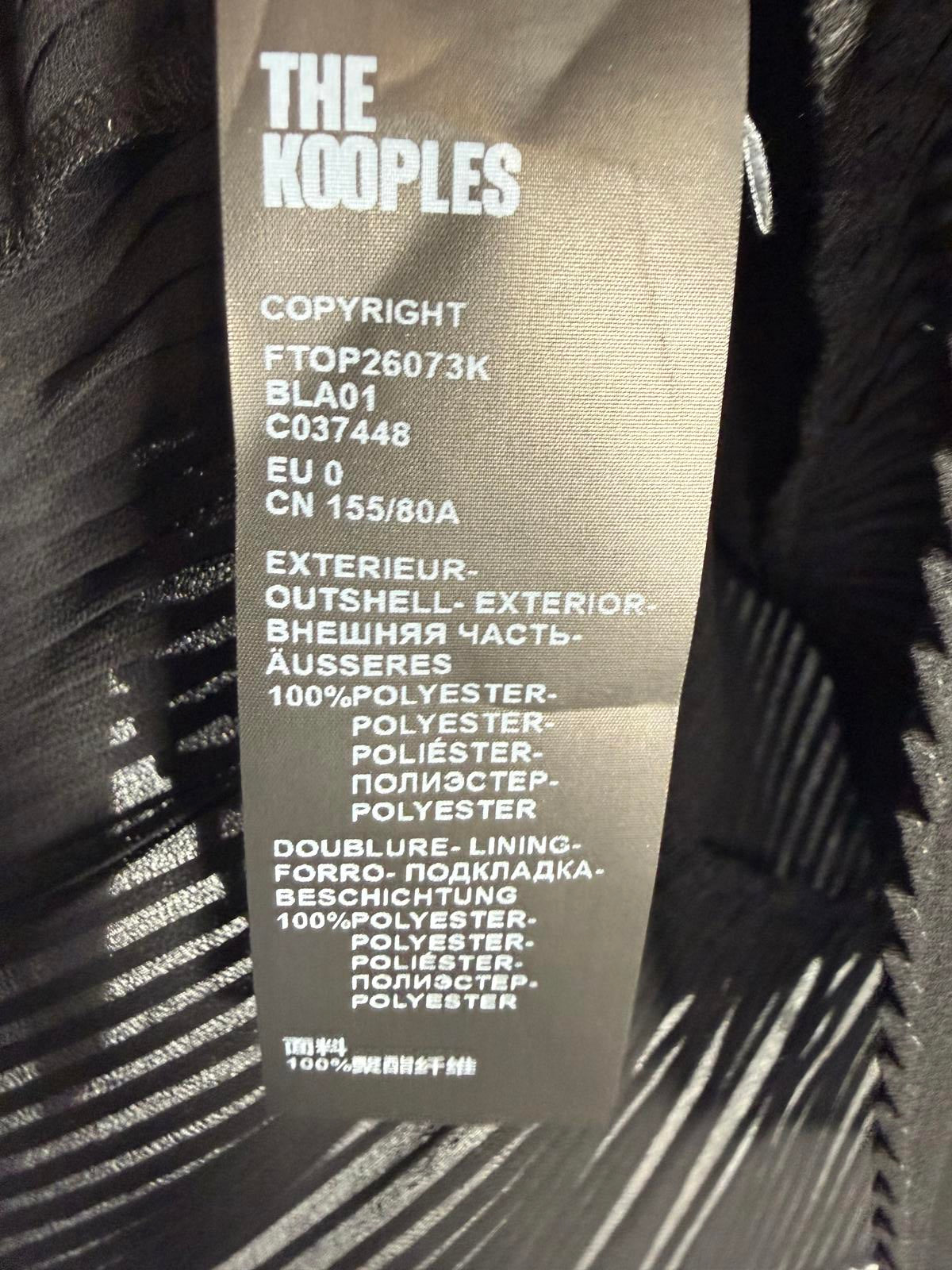 The Kooples Pleated Sheer Ruffle Blouse Black US XS FR 0 NWT $215
