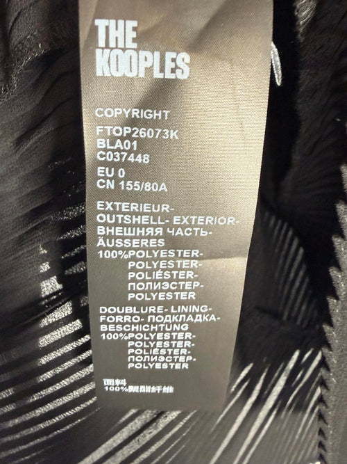 The Kooples Pleated Sheer Ruffle Blouse Black US XS FR 0 NWT $215