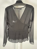 The Kooples Pleated Sheer Ruffle Blouse Black US XS FR 0 NWT $215
