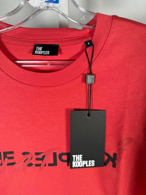 The Kooples Graphic Logo T-Shirt Red Cotton Short Sleeve Tee US Large Size 3 NWT