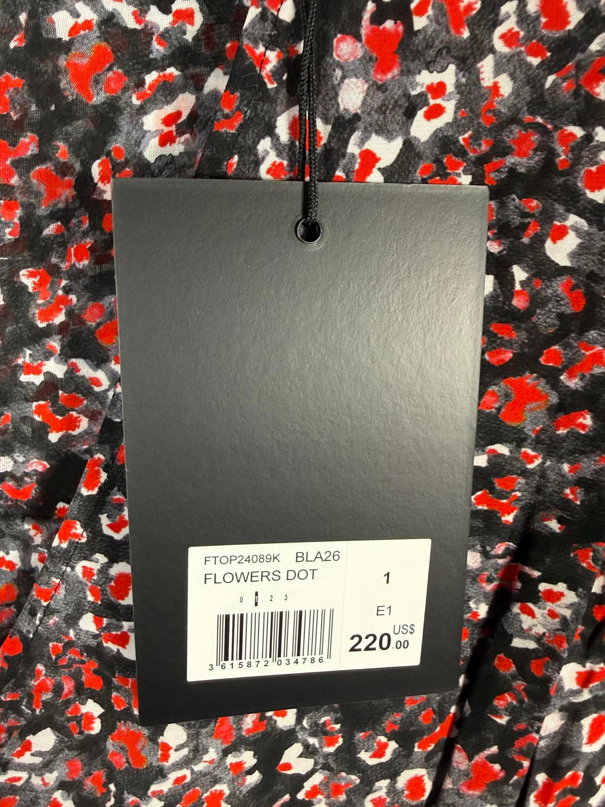 The Kooples Flowers Dot Wrap Peplum Blouse 100% Viscose US Small FR 1 NWT $220