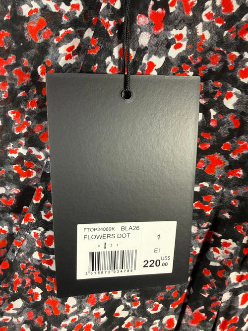 The Kooples Flowers Dot Wrap Peplum Blouse 100% Viscose US Small FR 1 NWT $220
