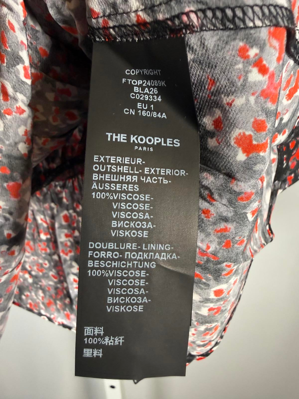 The Kooples Flowers Dot Wrap Peplum Blouse 100% Viscose US Small FR 1 NWT $220