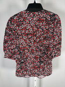 The Kooples Flowers Dot Wrap Peplum Blouse 100% Viscose US Small FR 1 NWT $220