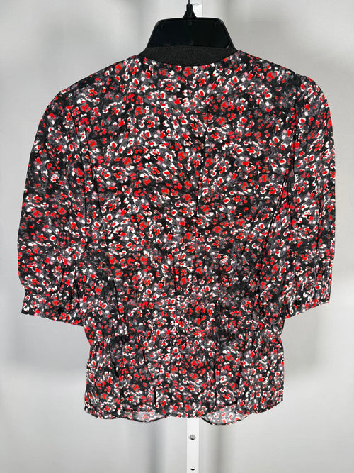 The Kooples Flowers Dot Wrap Peplum Blouse 100% Viscose US Small FR 1 NWT $220