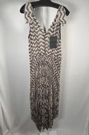 The Kooples Black Jasmin Floral Pleated Midi Dress US Large / Size 3 NWT $415