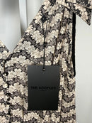 The Kooples Black Jasmin Floral Pleated Midi Dress US Large / Size 3 NWT $415