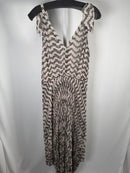 The Kooples Black Jasmin Floral Pleated Midi Dress US Large / Size 3 NWT $415
