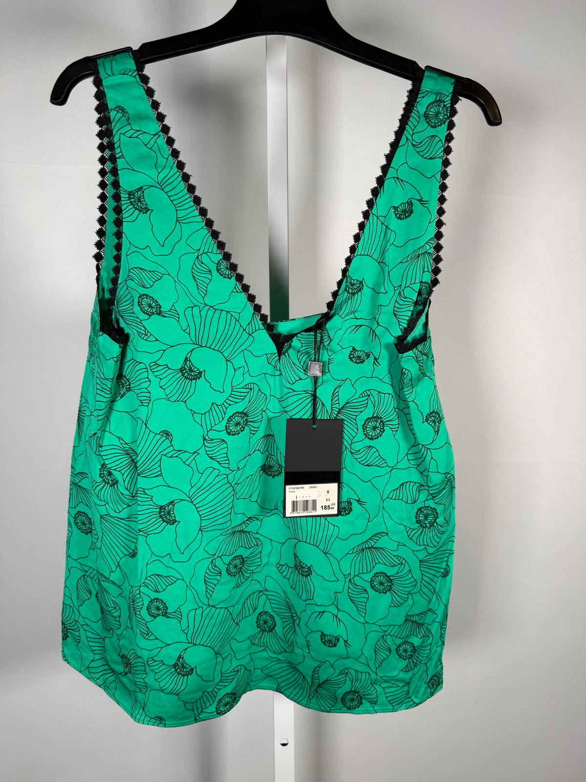 The Kooples Printed Top With Lace Details 100% Viscose US XS / FR 0 NWT $185