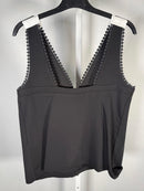 The Kooples Black Lace Trim V-Neck Tank Top US Size Small / FR 1 NWT $165