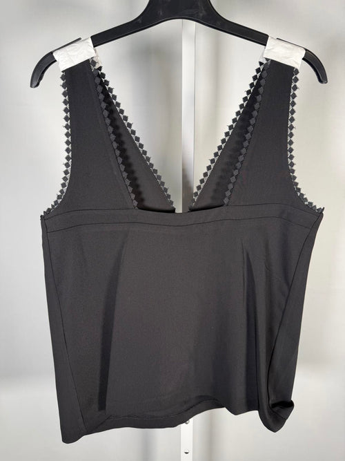 The Kooples Black Lace Trim V-Neck Tank Top US Size Small / FR 1 NWT $165