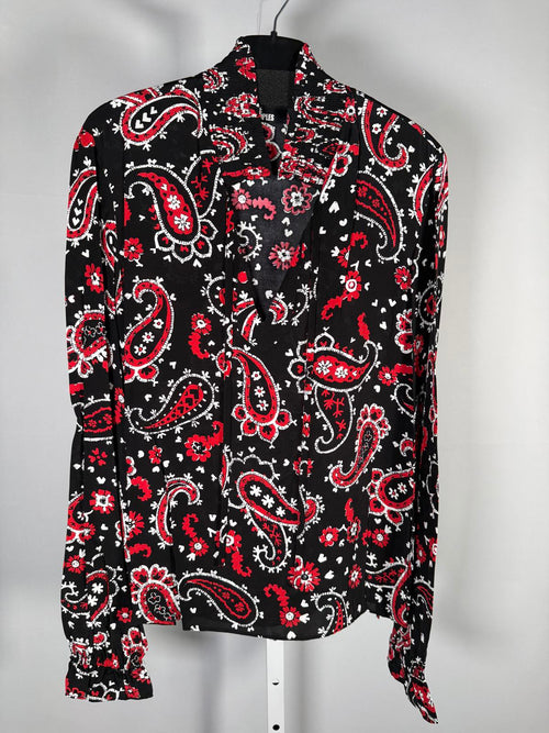 The Kooples Paisley Print Tie Neck Blouse 100% Viscose US XS / FR 0 NWT $215