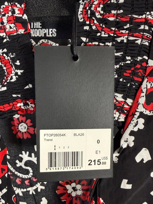The Kooples Paisley Print Tie Neck Blouse 100% Viscose US XS / FR 0 NWT $215