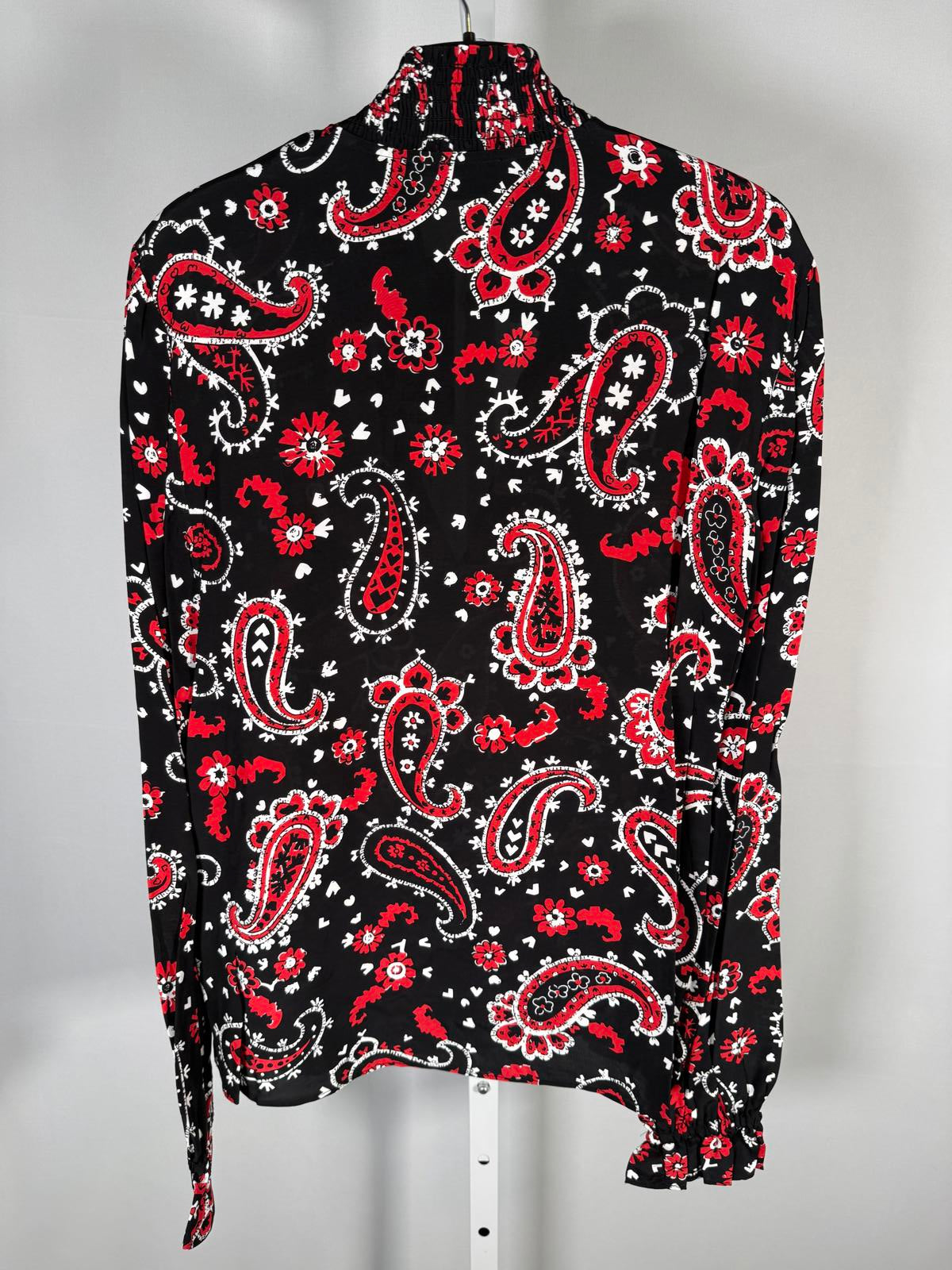 The Kooples Paisley Print Tie Neck Blouse 100% Viscose US XS / FR 0 NWT $215