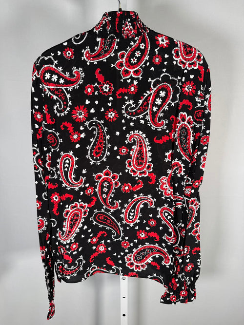 The Kooples Paisley Print Tie Neck Blouse 100% Viscose US XS / FR 0 NWT $215