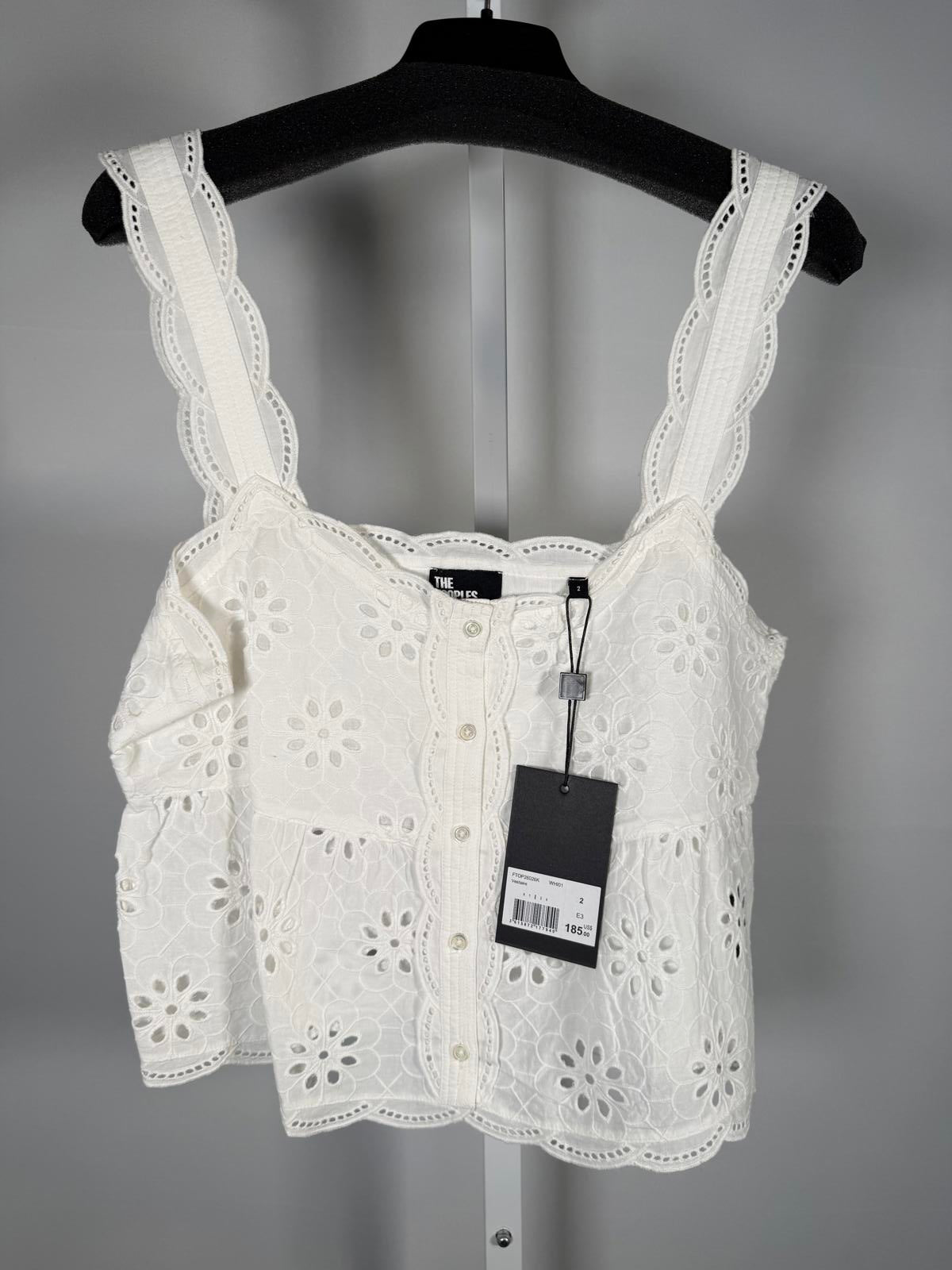 The Kooples Floral Embroidered Peplum Top US Medium / FR 2 NWT $185