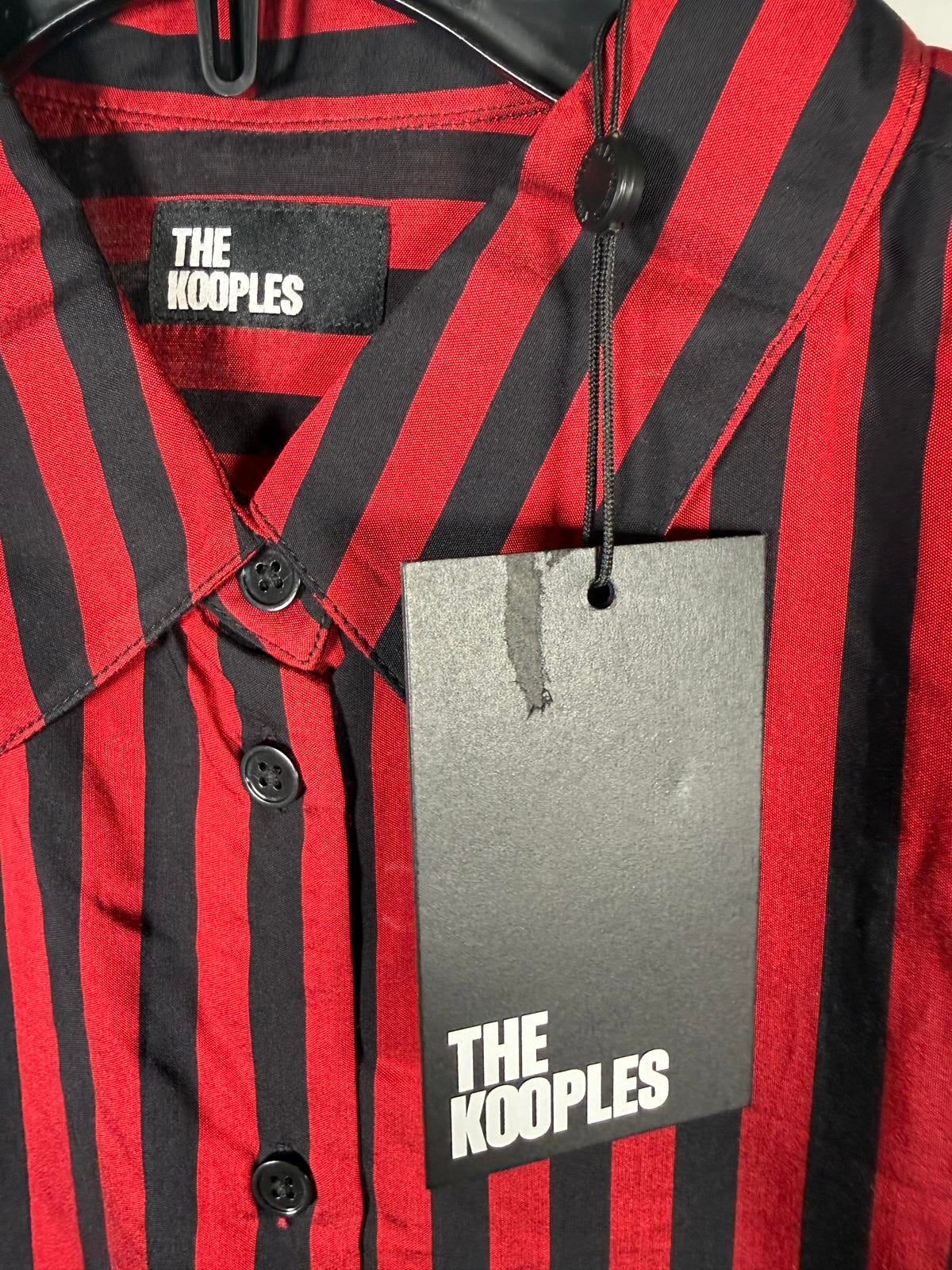 The Kooples Red Black Striped Button Shirt US Size Large / FR 3 NWT $225