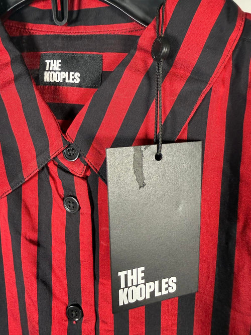 The Kooples Red Black Striped Button Shirt US Size Large / FR 3 NWT $225