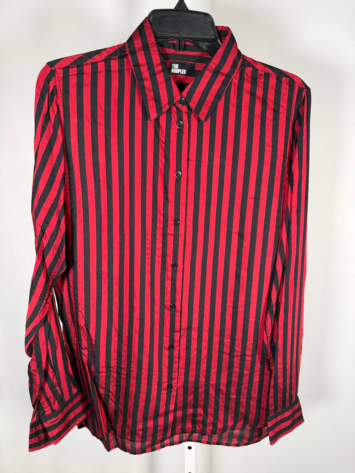 The Kooples Red Black Striped Button Shirt US Size Large / FR 3 NWT $225
