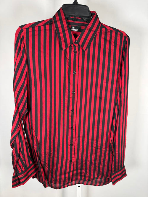 The Kooples Red Black Striped Button Shirt US Size Large / FR 3 NWT $225